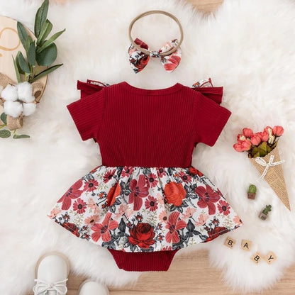 Girl Bowknot Striped Jumpsuit Dress Cotton 0-24M Kids
