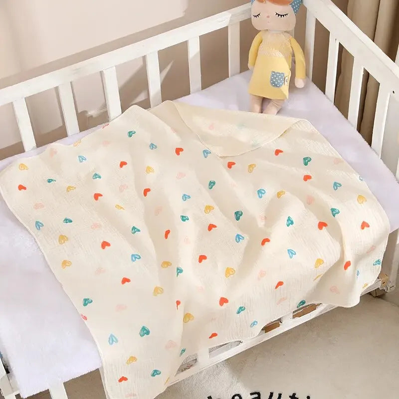 Cotton Muslin Swaddle Blanket 80x80cm 0-24M Kids