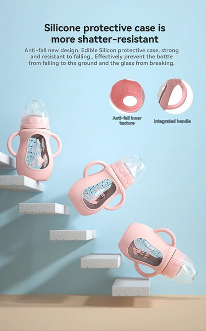 Glass Bottle 150ml Silicone Sleeve Anti-Colic – front view