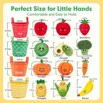 Sensory Fruit Veg Sorting Toy 16PCS 6-12M