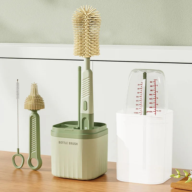 Silicone Bottle Brush Set & Storage Box 4 Colors – front view