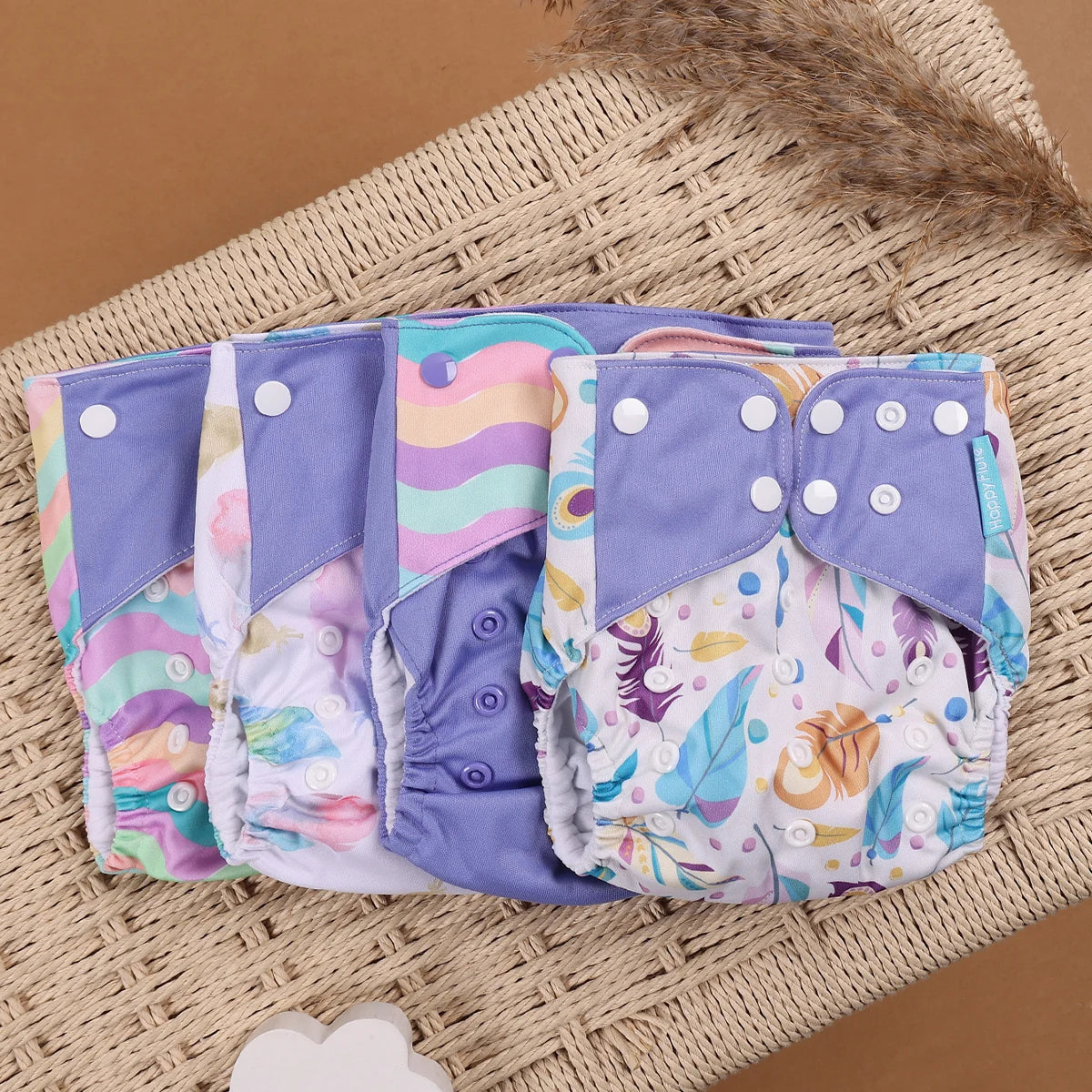 HappyFlute 4PCS Reusable Pocket Cloth Diapers