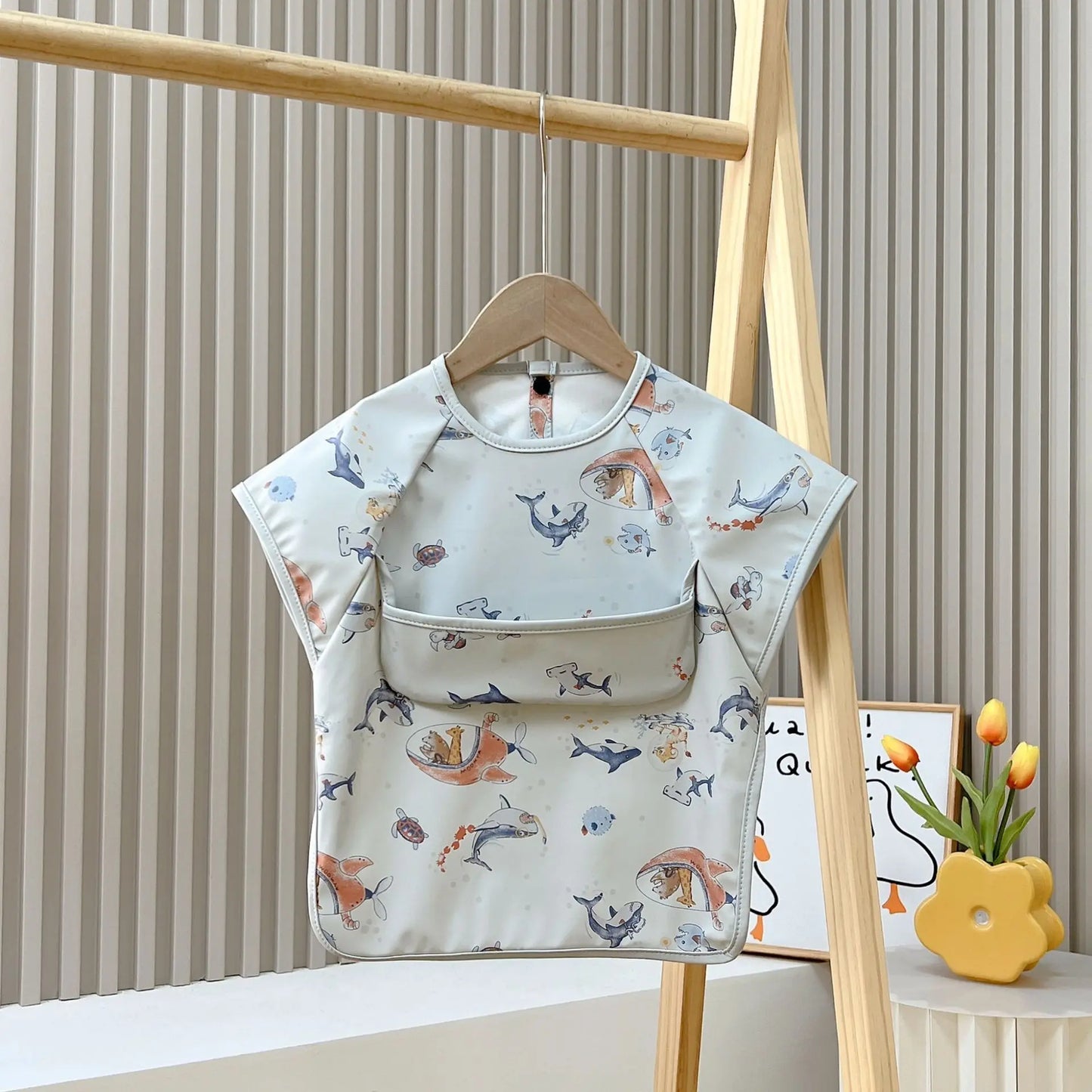 Waterproof Short Sleeve Animal Bib 1-3Y Kids