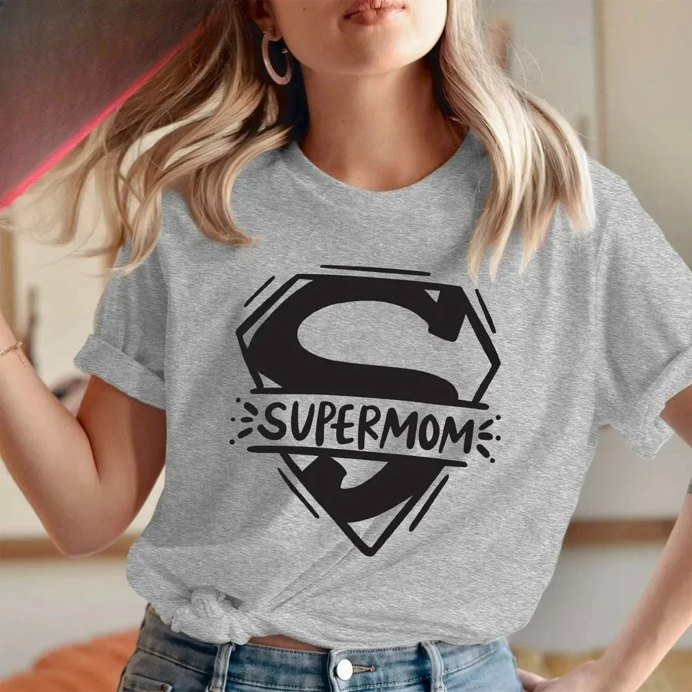 Super Mom Superhero Fashion T-Shirt Cotton