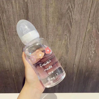 Flower Tritan Water Bottle 400ml Straw 6 Styles – front view