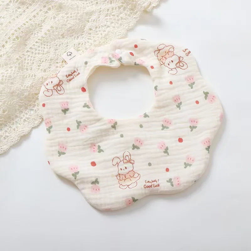 Animal Muslin Burp Cloth Bib Cotton 0-1Y – Front View