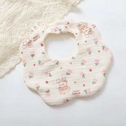 Animal Muslin Burp Cloth Bib Cotton 0-1Y – Front View