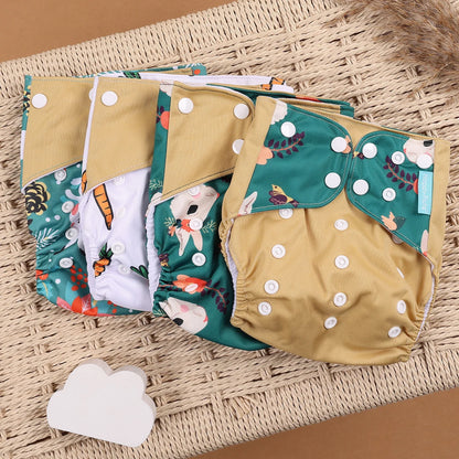 HappyFlute 4PCS Reusable Pocket Cloth Diapers