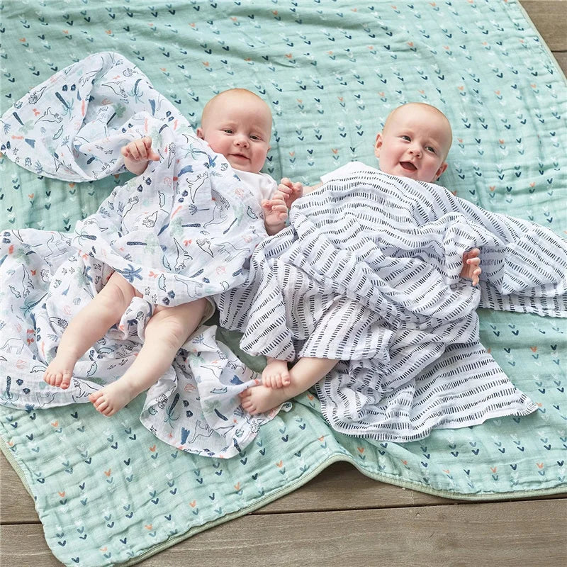 Dual Layer Muslin Swaddle Blanket 110cm 4-Pack
