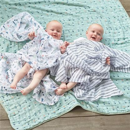 Dual Layer Muslin Swaddle Blanket 110cm 4-Pack