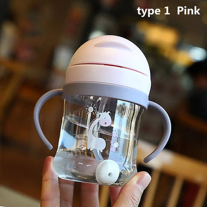 Kids Straw Water Bottle 250-350ml 9 Colors – built-in straw with gravity ball