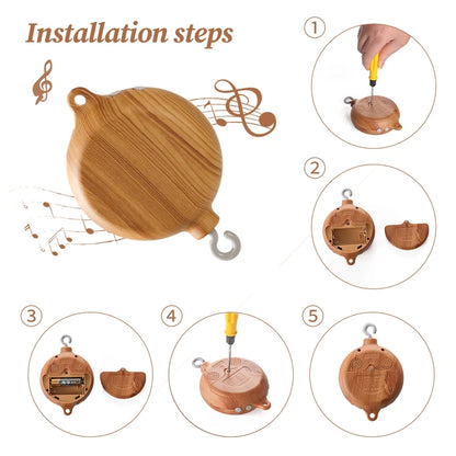 Wooden Revolving Music Box Crib Mobile 0-12M