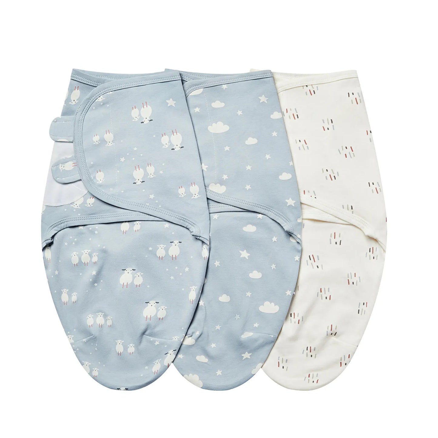 3pcs Cotton Adjustable Swaddle Set 0-6M 12 Prints