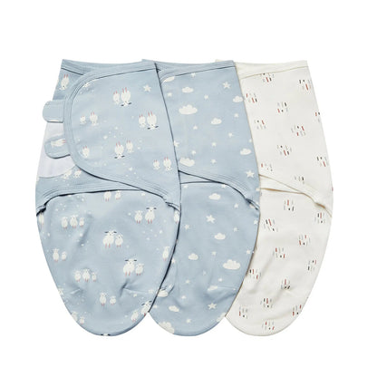3pcs Cotton Adjustable Swaddle Set 0-6M 12 Prints