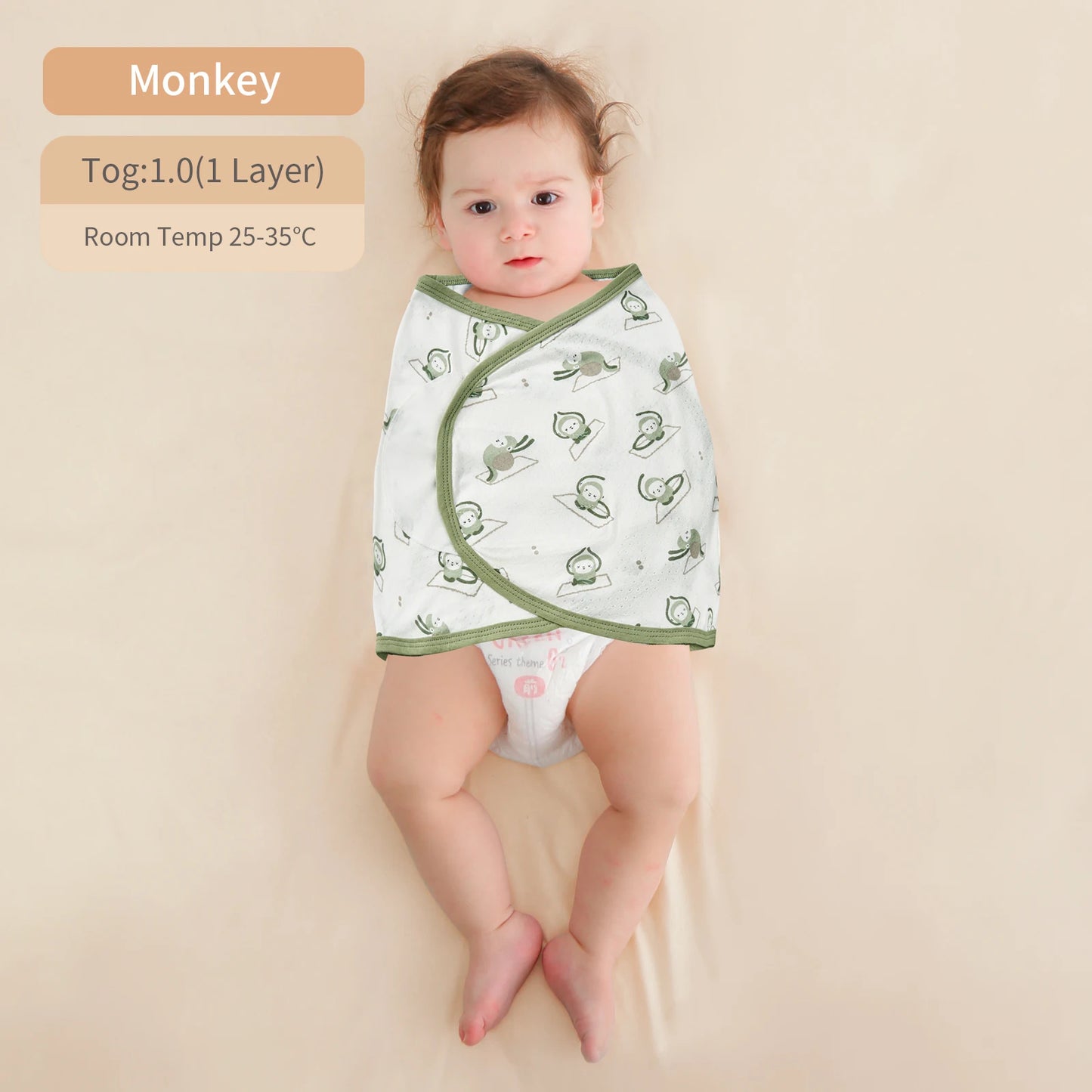Cotton Belly Strap Swaddle S/M 4 Prints 0-6M – sizes S and M for 0-6 months