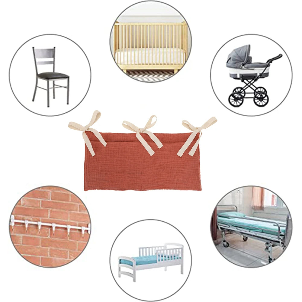 Crib Organizer Hanging Storage Bag 2 Pockets