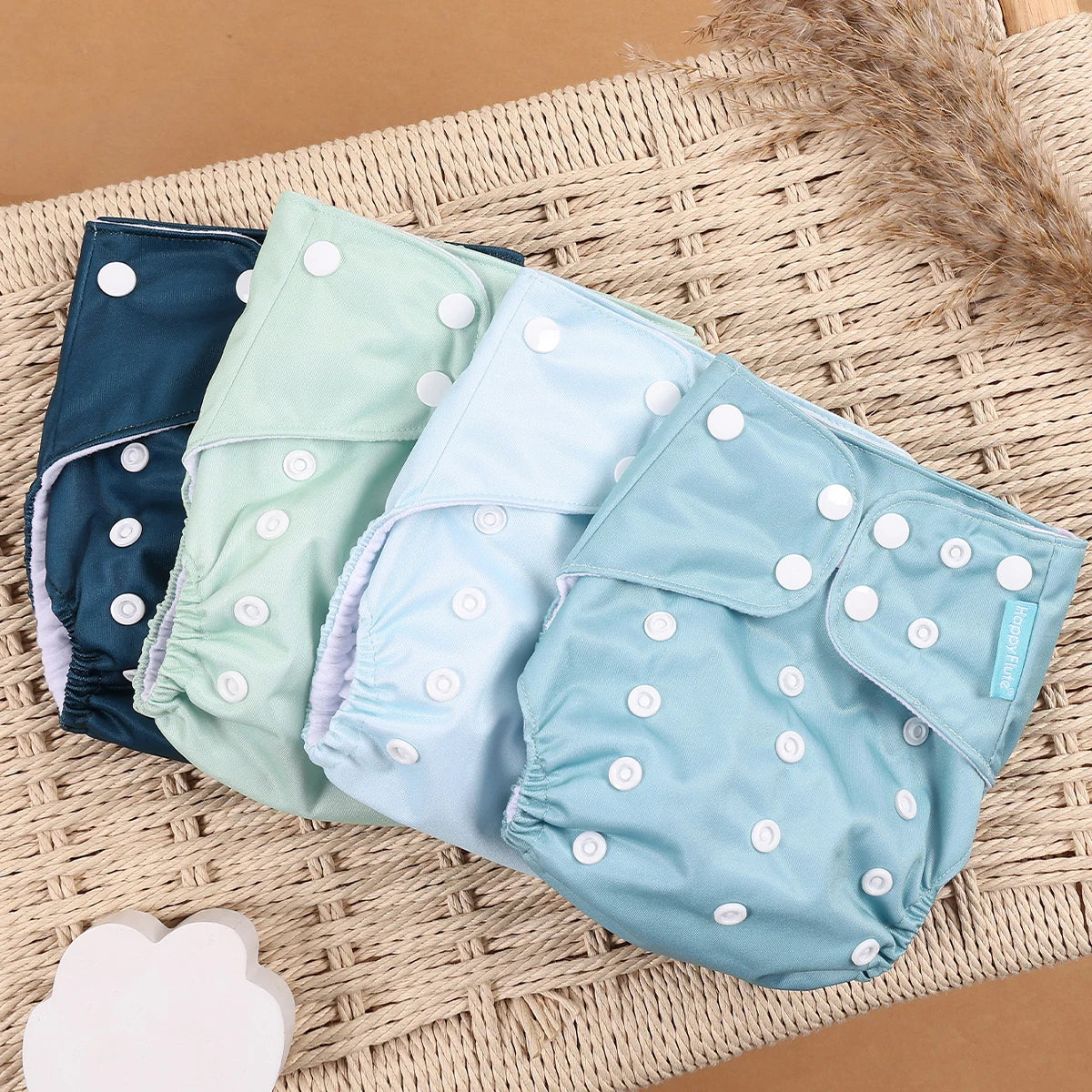 HappyFlute 4PCS Reusable Pocket Cloth Diapers