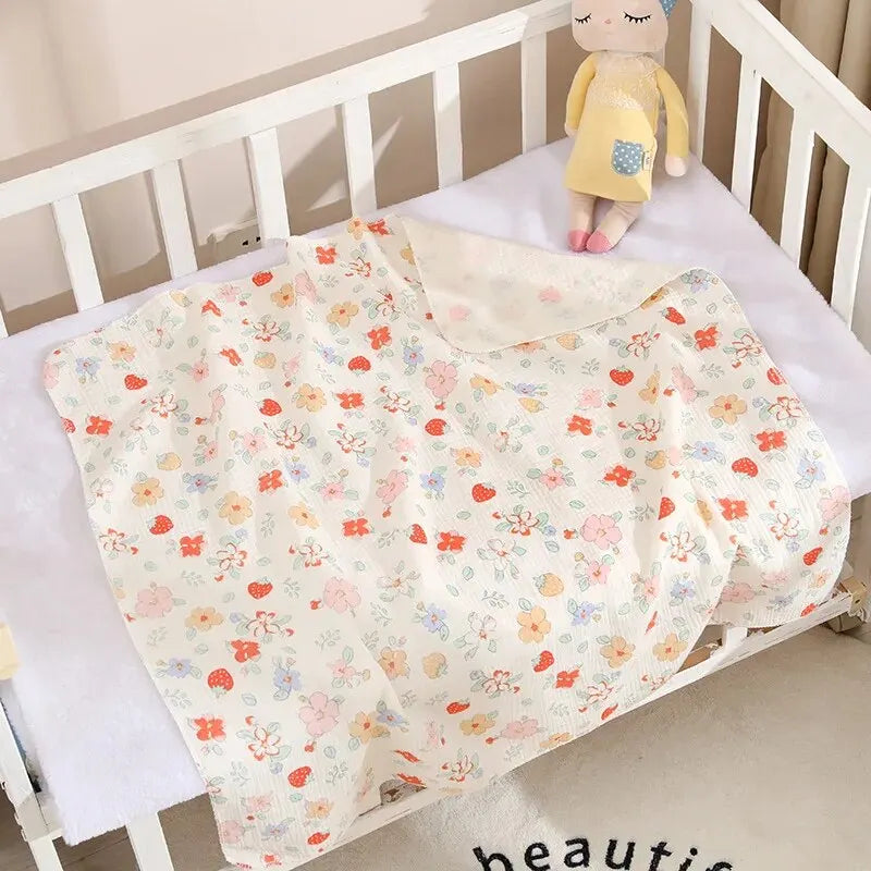Cotton Muslin Swaddle Blanket 80x80cm 0-24M Kids