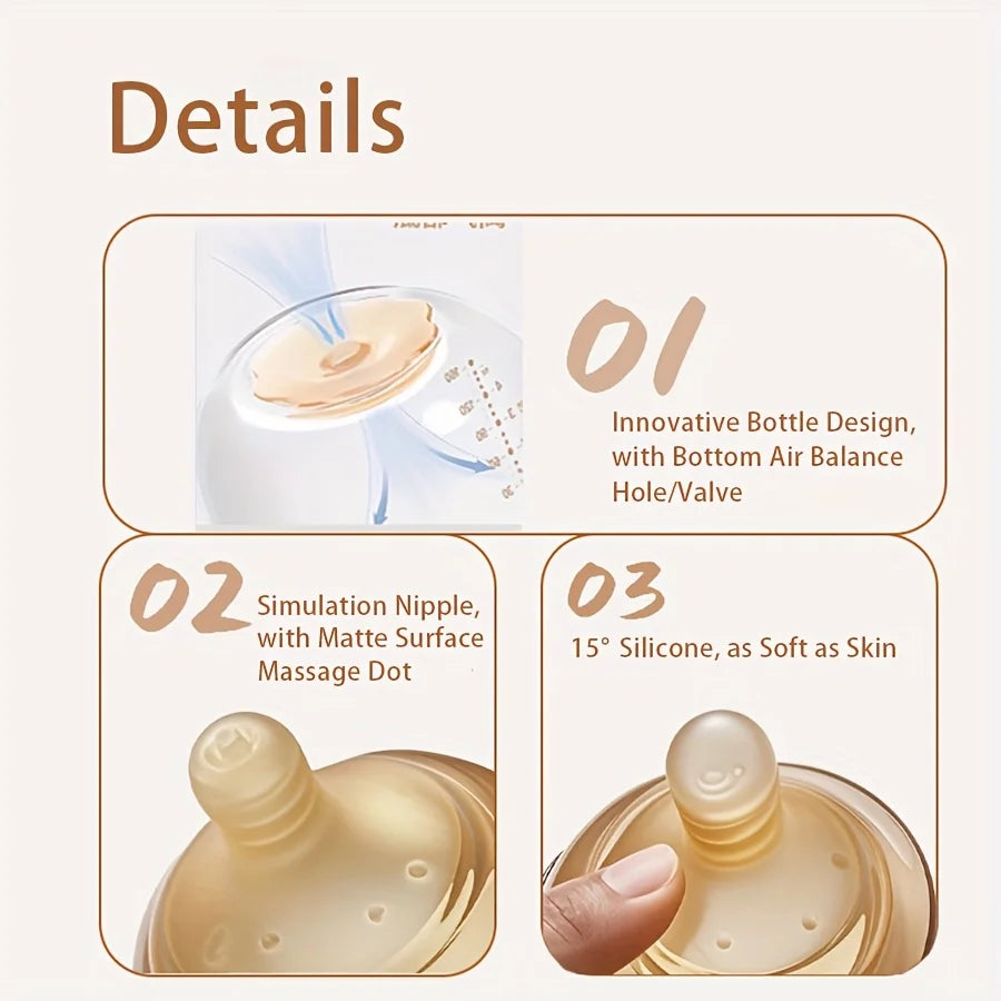 Borosilicate Glass Anti-Colic Bottle – wide neck design