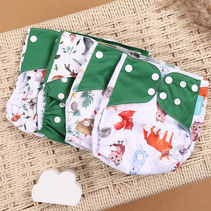 HappyFlute 4PCS Reusable Pocket Cloth Diapers