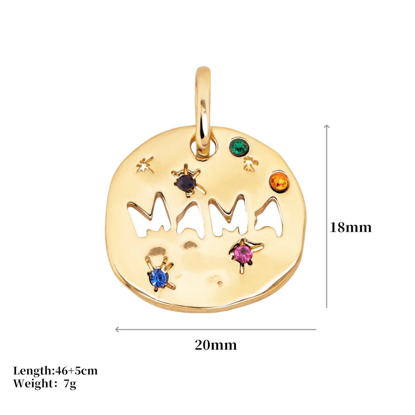 MAMA Zircon Pendant Necklace Stainless Steel