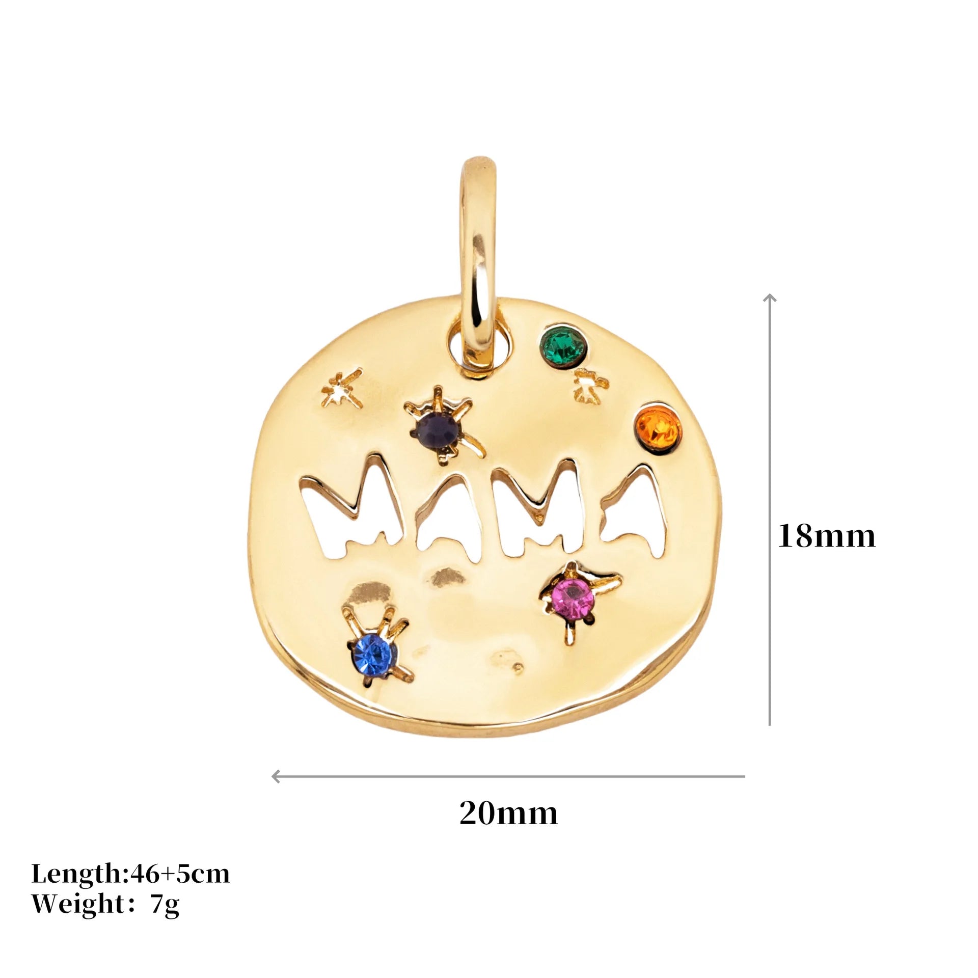 MAMA Zircon Pendant Necklace Stainless Steel