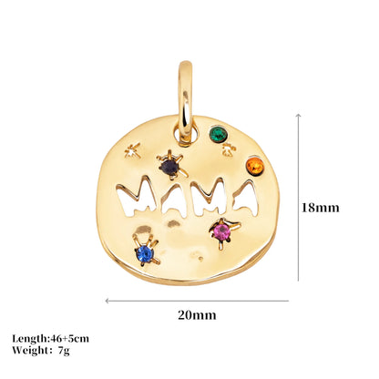 MAMA Zircon Pendant Necklace Stainless Steel