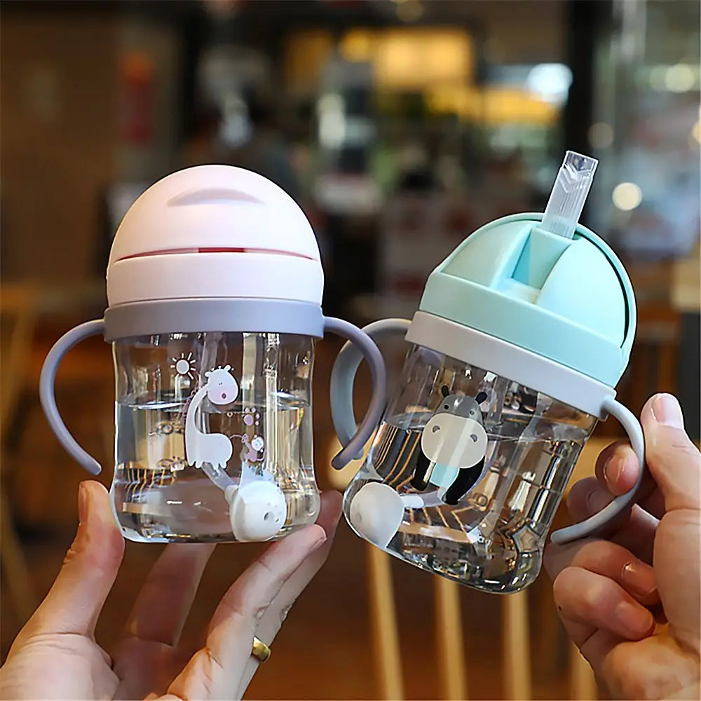 Kids Straw Water Bottle 250-350ml 9 Colors – built-in straw with gravity ball