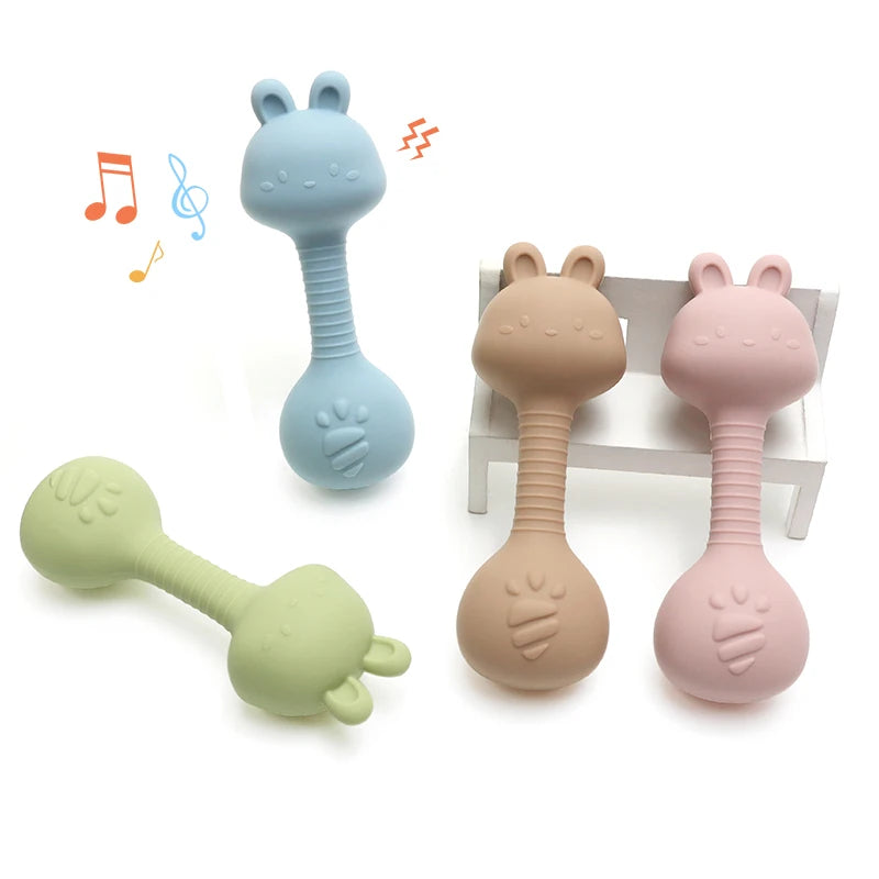 Bunny Silicone Rattle Teether BPA-Free 0-2Y