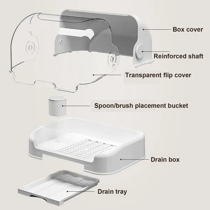 Baby Bottle Drying Rack Dustproof Storage Box – front view