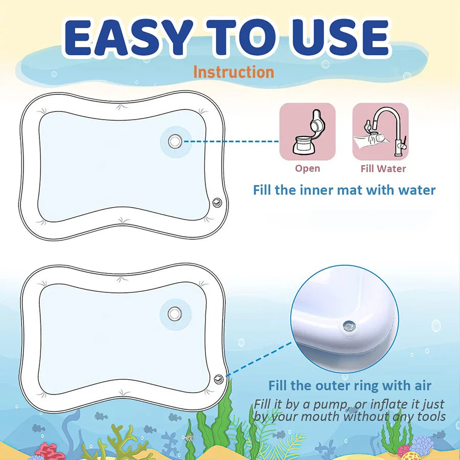 Inflatable Water Play Mat Tummy Time PVC 0-24M