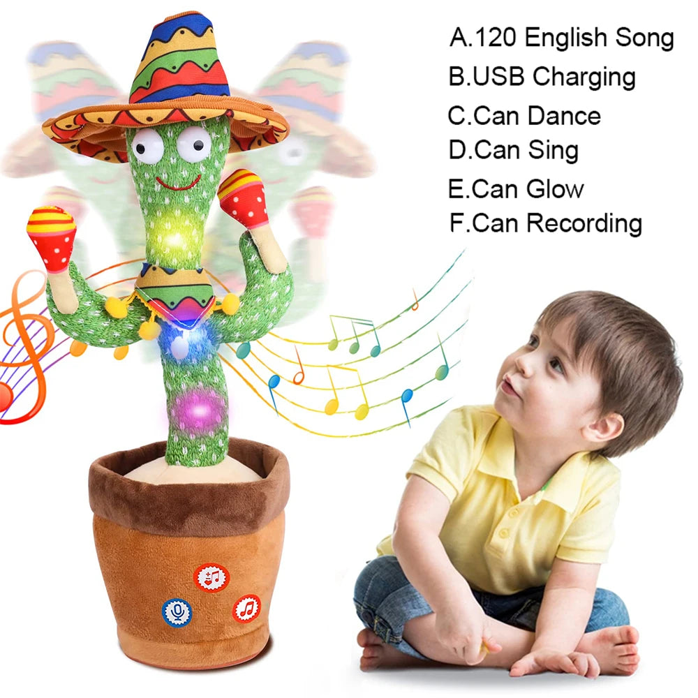 Talking Dancing Cactus Toy LED USB Rechargeable