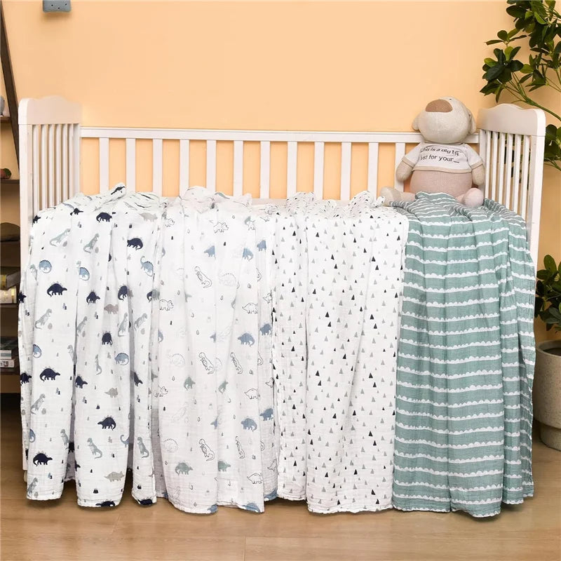 Dual Layer Muslin Swaddle Blanket 110cm 4-Pack