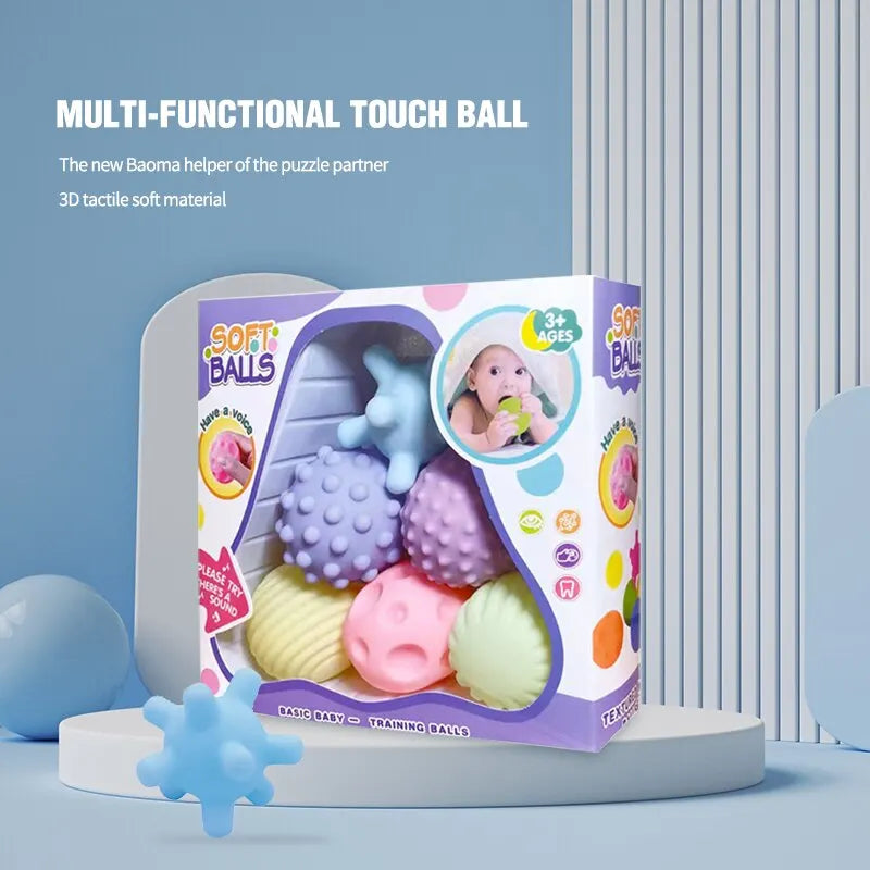 Sensory Textured Silicone Balls 6pcs 13-24M