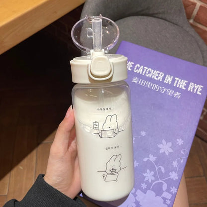 Kids Cartoon Sippy Cup 520ml Straw Spill-Proof