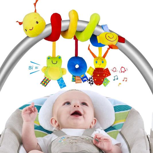 Car Seat Spiral Hanging Rattle Toy Plush Animal 0-24M