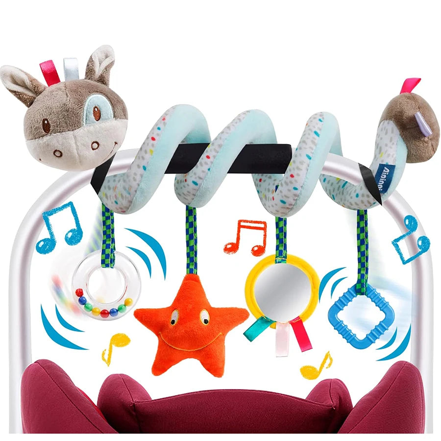 Car Seat Plush Music Hanging Rattle Toy 0-6M