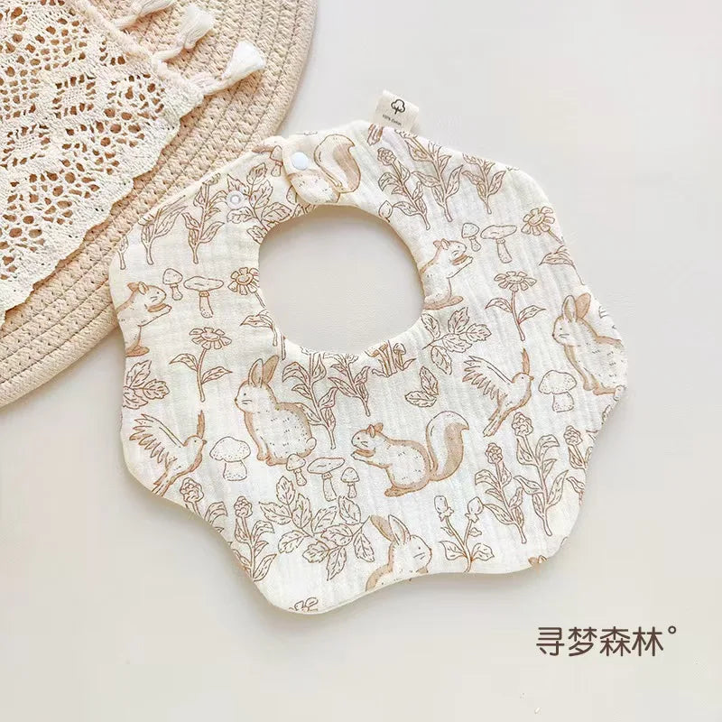 Animal Muslin Burp Cloth Bib Cotton 0-1Y – Front View