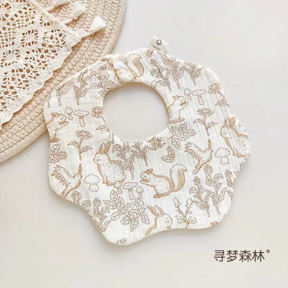 Animal Muslin Burp Cloth Bib Cotton 0-1Y – Front View