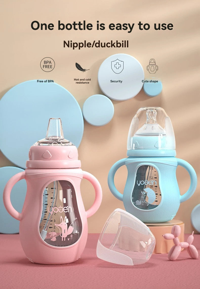 Glass Bottle 150ml Silicone Sleeve Anti-Colic – front view