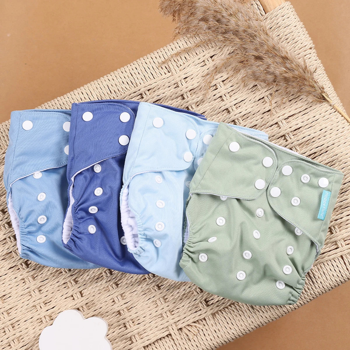 HappyFlute 4PCS Reusable Pocket Cloth Diapers
