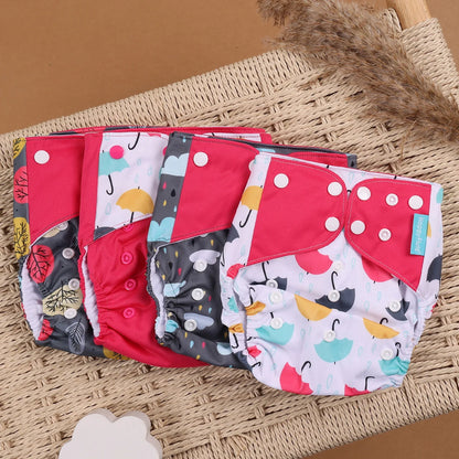 HappyFlute 4PCS Reusable Pocket Cloth Diapers