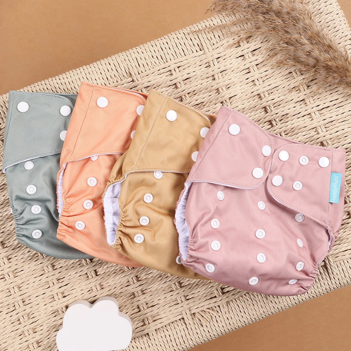 HappyFlute 4PCS Reusable Pocket Cloth Diapers