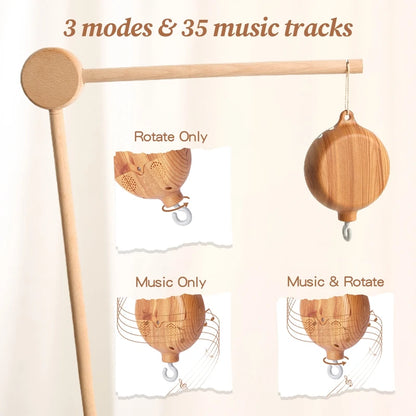 Wooden Revolving Music Box Crib Mobile 0-12M