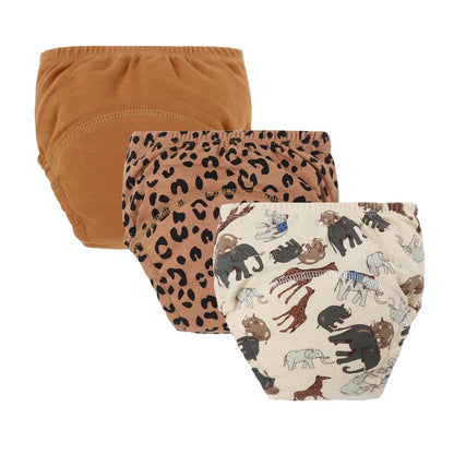 Cotton Training Pants 3-Pack Washable – 5 color options Brown Pink Blue Gray Green