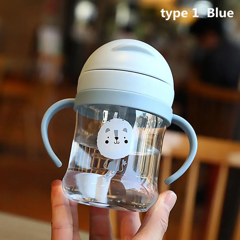 Kids Straw Water Bottle 250-350ml 9 Colors – built-in straw with gravity ball
