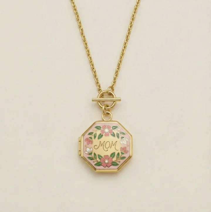 MAMA Zircon Pendant Necklace Stainless Steel