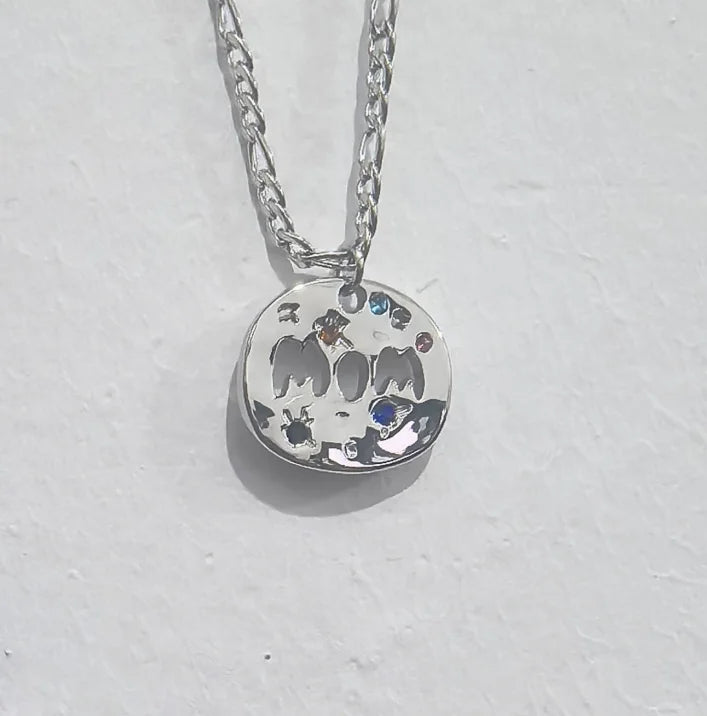 MAMA Zircon Pendant Necklace Stainless Steel