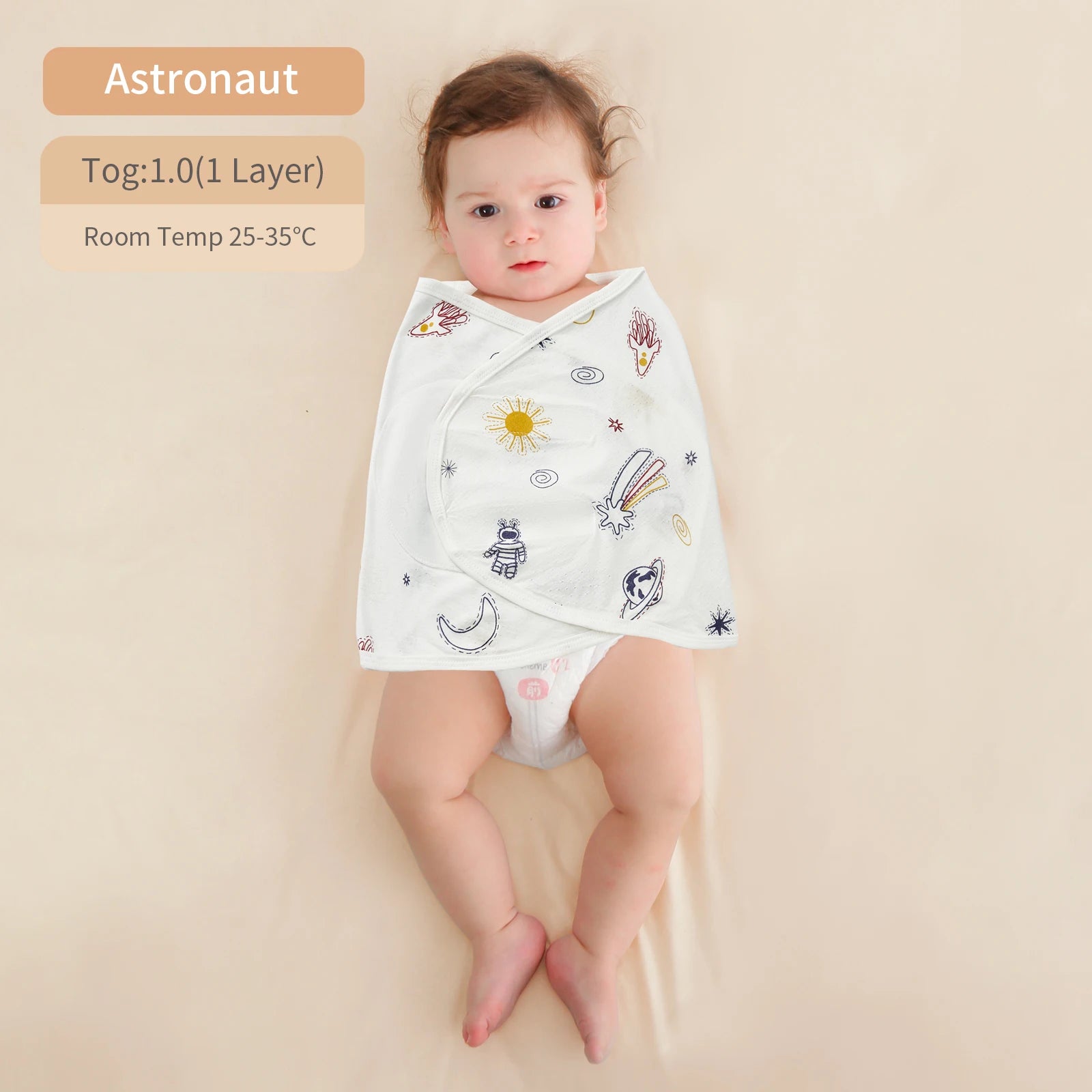 Cotton Belly Strap Swaddle S/M 4 Prints 0-6M – sizes S and M for 0-6 months