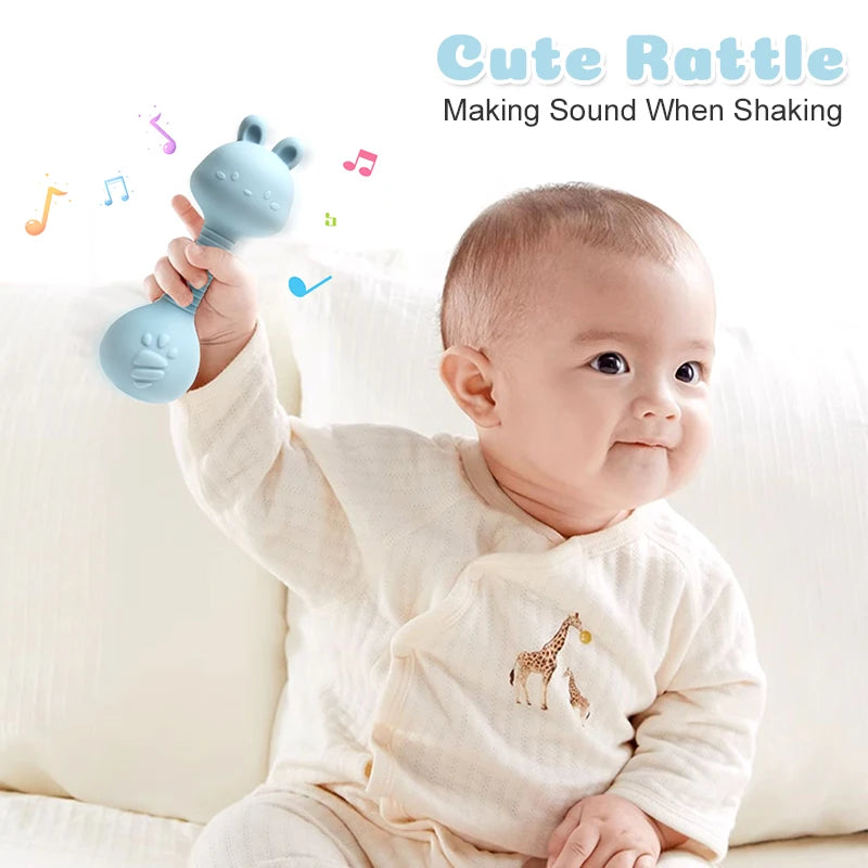 Bunny Silicone Rattle Teether BPA-Free 0-2Y